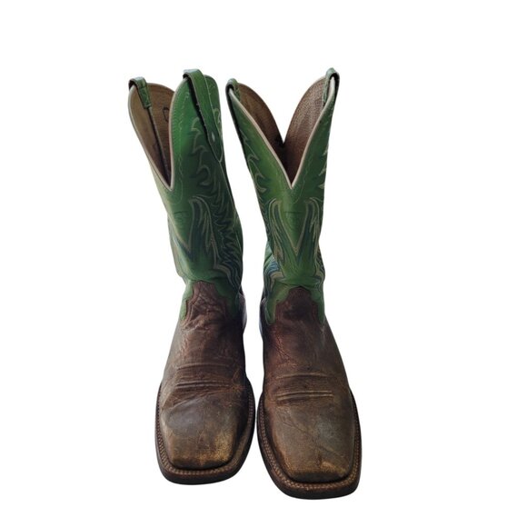 Ariat Men’s Western Leather Cowboy Boots Big Loop Square Toe Green Size 10D - Picture 3 of 15